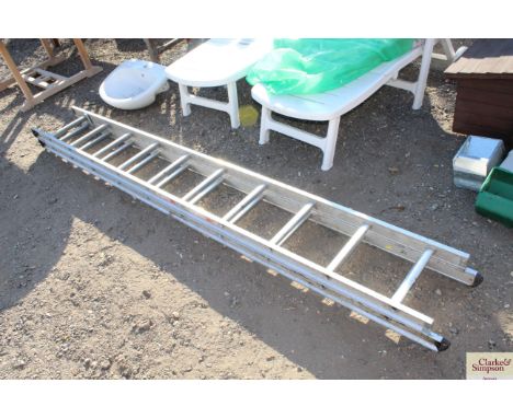 A small aluminium extending ladder 