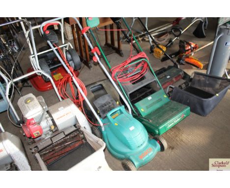 A Bosch Rotak 320C electric rotary mower with grass box 