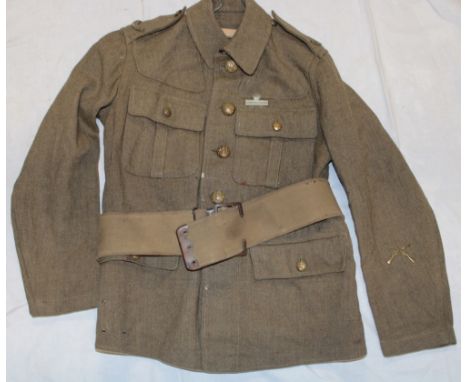 A rare and original First War ordinary ranks khaki service dress tunic of the Duke of Cornwall's Light Infantry with brass Co