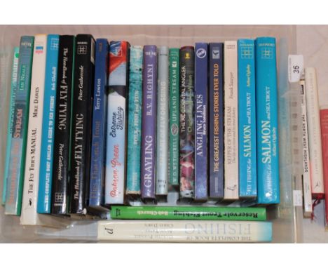 Various freshwater fishing related volumes including The Handbook of Fly Tying, Fly Fishing for Salmon and Sea Trout, The Fly