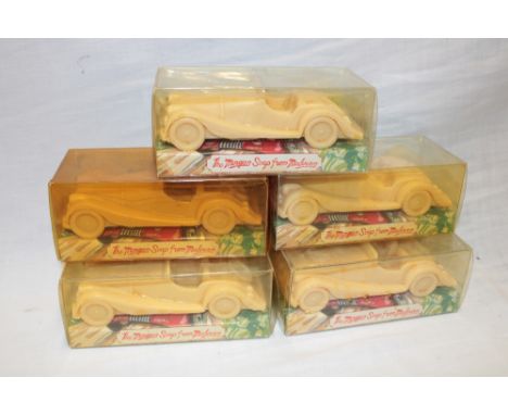 Five Morgan 2-seat Sports car detailed boxed soaps