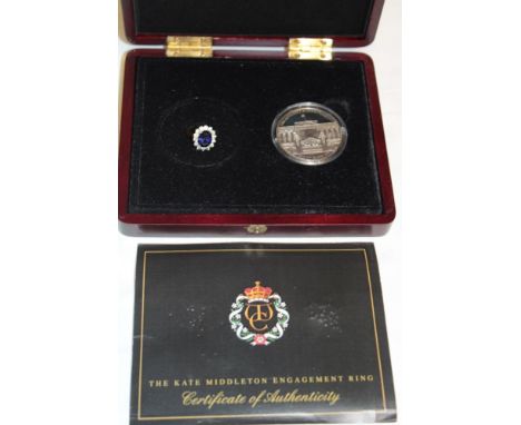A 2010 silver Royal Engagement crown together with replica engagement ring, cased with certificate