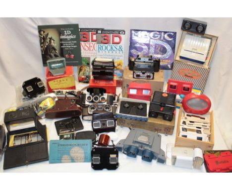 A large selection of 3d stereoscopic cameras and equipment including Wray Stereographic camera, David White & Co. 3d camera, 