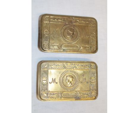 Two original First War 1914 brass gift tins