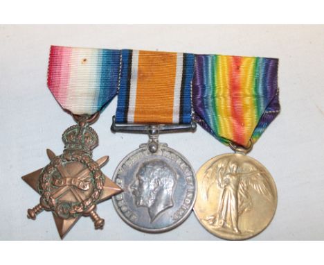 A 1914/15 star trio of medals awarded to Lieut. R. E. Preedy (C. Sjt. on Star) DCLI