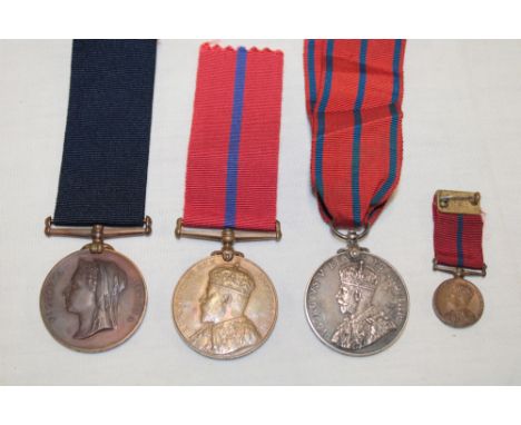 A group of three Metropolitan Police medals awarded to Police Constable R. Sharp C Division:- 1897 Metropolitan Police Jubile