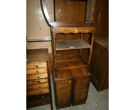 retro bedroom chest, small table and stick stand