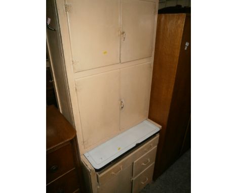 retro kitchenette with enamel work top