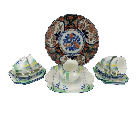 Late Art Deco A.B.J. Grafton China part tea service, together with a Japanese Imari plate