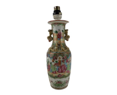 Small 19th century Cantontonese Famille rose vase/ lamp conversion, for repair H26cm