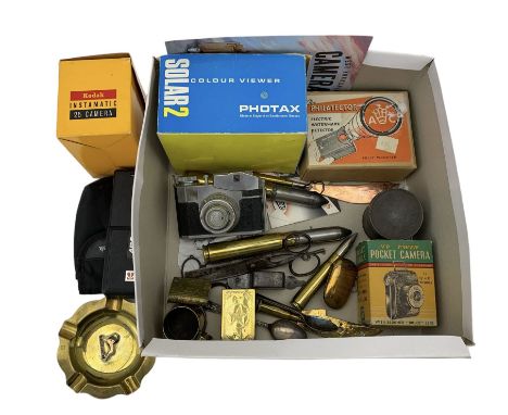 COMET S Bencini CMF camera, VP Twin pocket camera, trench art, brass vesta case, 'Long Live The King' commemorative brass ves