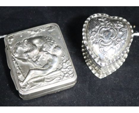 A 19th century French cast silver snuff box by Emile Langlois, the cover decorated with Hercules and the Nemean lion, and a V