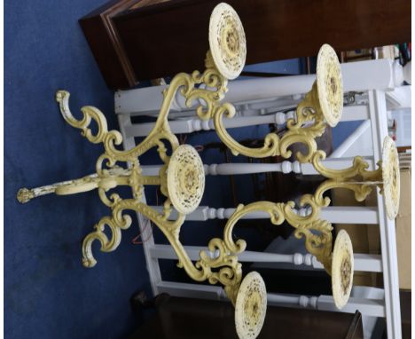 A Victorian cast iron five dish planter stand, 99cm high