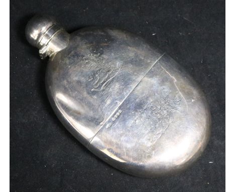A Victorian silver hip flask by Army & Navy Co-Op Society, London, 1887, 5.75in, 6 oz.