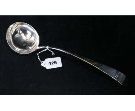 A George III Irish silver Old English pattern soup ladle by John Stoyte, Dublin, 1798, 13.25in, 175 grams.