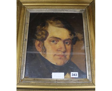 19th century English School oil on canvas board, Portrait 32 x 26cm