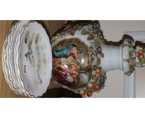 8 Royal Worcester collectors plate and a encrusted lidded vase