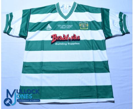 2003-2004 Yeovil Town FC home football shirt - FA Cup v Liverpool. Paula Benara / Bradford Supplies, Size L, short sleeves, G