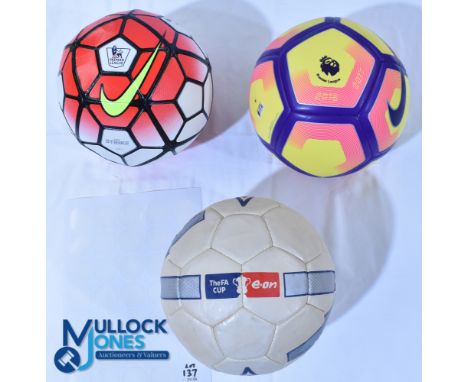 Three Footballs - Umbro Training FA Cup official replica, Nike Strike Aerowtrac Premier League 2015/16, Nike Pitch Premier Le