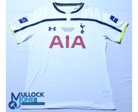 Tottenham Hotspur FC home football shirt - 2015 Capital One Cup Final - Under Armour / AIA, size XL, white, short sleeves, wi