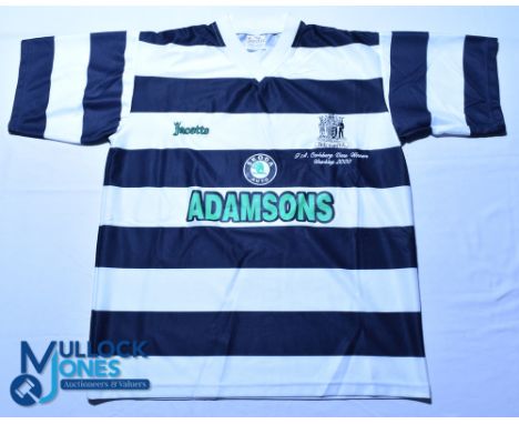 Deal Town FC home football shirt - 2000 FA Vase Winners - Jacetts / Adamsons, size M, black/white, short sleeves, G