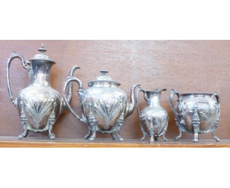 A four piece plated coffee and tea service marked 8580 on base
