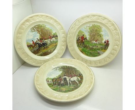 Three Royal Worcester plates, The Famous Herring Hunting Scenes