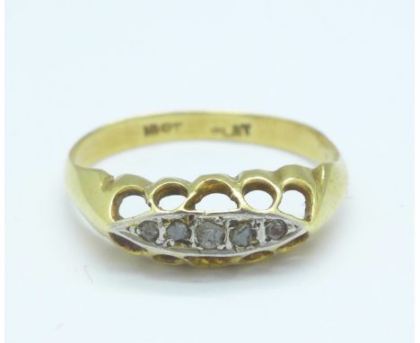 An 18ct gold and diamond ring, 1.9g, I