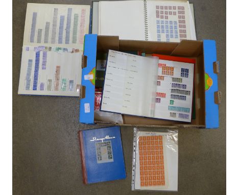 A collection of stamps, British and foreign, some first day covers, stock books, magnifying glasses, etc.