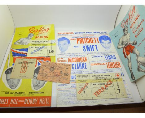 Two Reg King Boxing at The Victoria Baths, Nottingham programmes, one with the ticket 1967, one similar from The Ice Stadium,