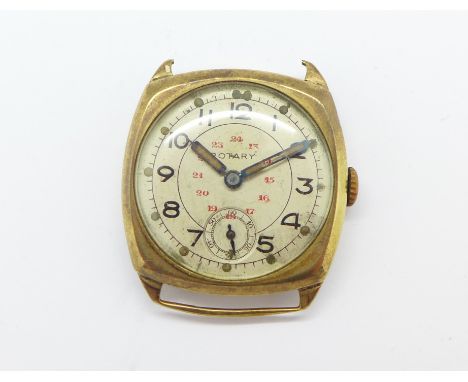 A 9ct gold cased Rotary wristwatch, weight of case without movement 6.7g, a/f