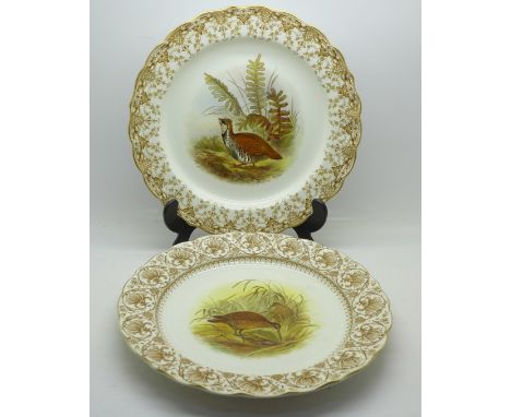 Two Royal Worcester cabinet plates with game birds, both 1890's, 23cm