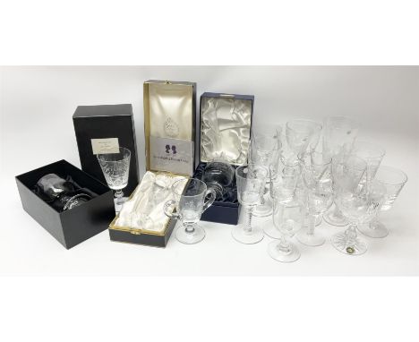 A collection of modern Commemorative and souvenir drinking glasses, to include three boxes examples, and examples by Webb, St