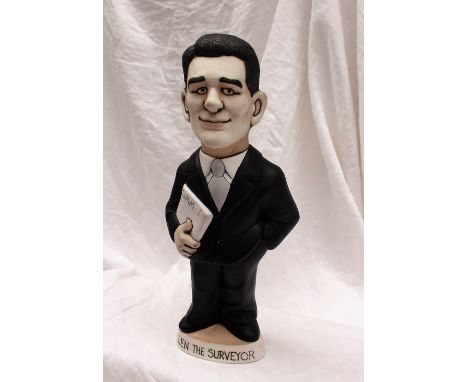 A Groggshop pottery Grogg titled "Len the Surveyor", Best wishes on youyr retirement from Treforest Office, 33cm high 