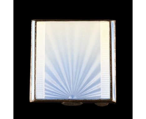 MILITARY INTEREST - an Art Deco George V silver and blue enamel compact, engine turned decoration with engraved Royal Artille