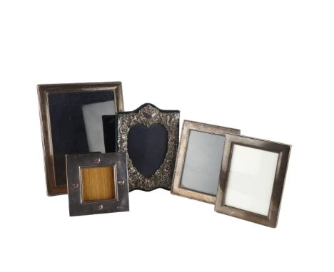 5 silver-fronted photo frames, largest overall 24cm x 19cm (5)Lot sold as seen unless specific item(s) requested 