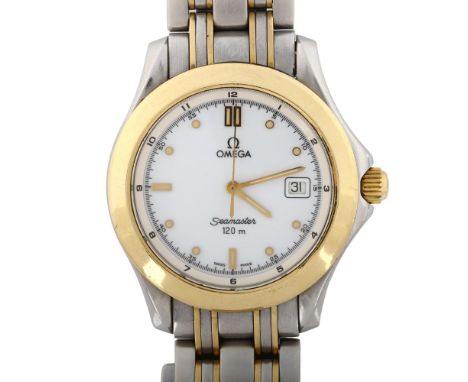 OMEGA - a bi-metal Seamaster 120M quartz bracelet watch, ref. 2311.21.00, circa 2005, white dial with dot and baton hour mark