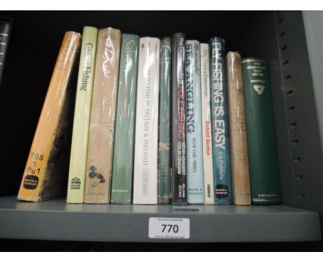 Fishing Books. A half shelf, includes: Fly-Fishing for Duffers, 1939; The Encyclopaedia of Pole Fishing, 1988; etc. (12)