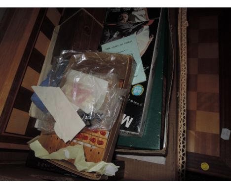 A box of mixed vintage games including Touring Scotland with four cars, various chess sets and boards including travel sets, 