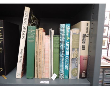 Fishing Books. A half shelf, includes: Harris - An Angler's Entomology, 1952 (New Naturalist); Veniard's - Fly Dressers' Guid