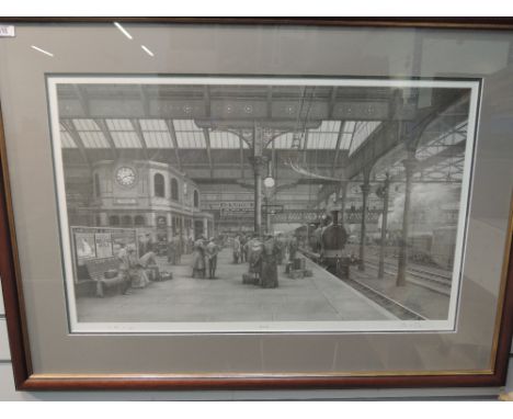 A framed limited edition black and white print after John Gibb, Victoria, 30 inches x 18 inches 587/750, bearing signature