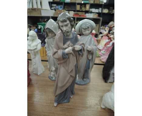 Three Nao figures, Girl with Lamb, Boy with Dog and Jesus Christ