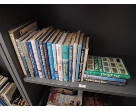 Fishing Books. A shelf. Includes; Broughton, R. - The Complete Book of the Grayling (2000), presentation copy; Buller, F. - P