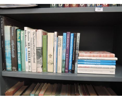 Fishing Books. A shelf, several belonging to Hugh Falkus with presentation inscriptions to him from the authors, includes: Ha