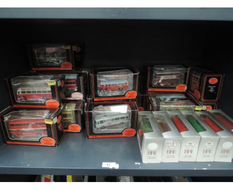 A shelf of EFE diecast buses, all boxed, approx 26