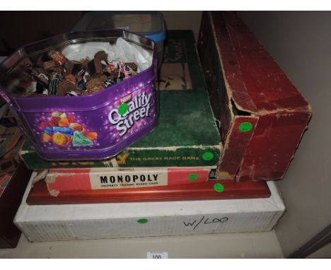 A Gee-Wiz tin plate Greyhound Mode game in original box, Totopoly and Monopoly board games and two modern chess boards with m