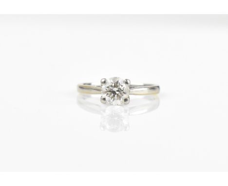 An 18ct white gold solitaire diamond ring, the brilliant cut diamond approx 0.5ct, size K 1/2, clarity VS1 