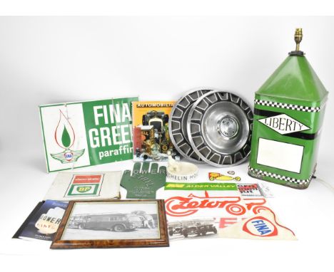 A small group of petroliana and automobilia collectables, to include a small Shell enamel sign, a cast metal Power Ethyl hand