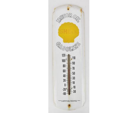 A Shell Motor Oil Thermometer enamel sign, 43.5 cm high 