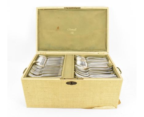 A canteen of Christofle cutlery for a twelve place setting, post 1935, comprising dinner knives and forks, salad knives and f